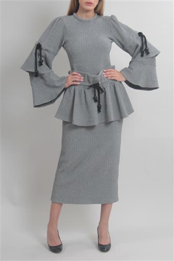 Conjunto Framed Saia, Regata e Body Cinza