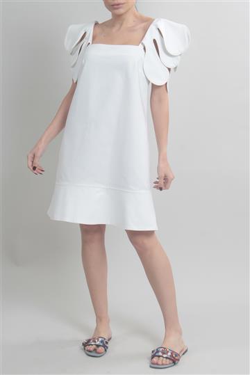 Vestido Adriana Degreas Evasê Mangas Trabalhadas Branco