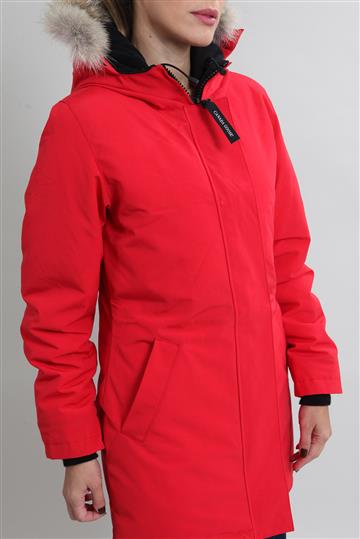 Casaco Canada Goose Parka Ski com Pele Vermelho