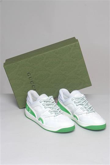 Tênis Gucci Couro Basket Verde Bicolor