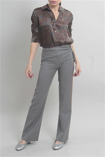 Calça Valentino Bordado e Pedrarias Cinza