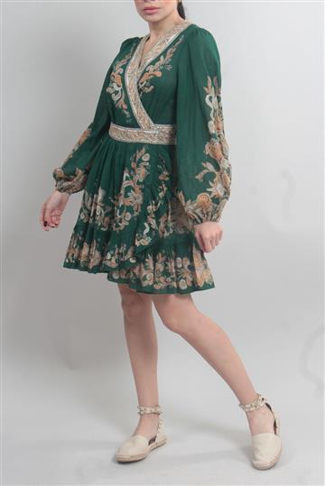 Vestido Zimmermann Algodão Transpassado Verde
