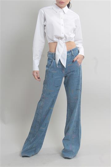 Calça Chanel Jeans Logo Azul