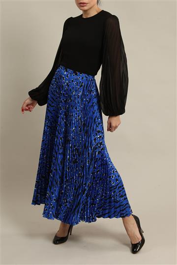 Saia Valentino Animal Print Seda Azul