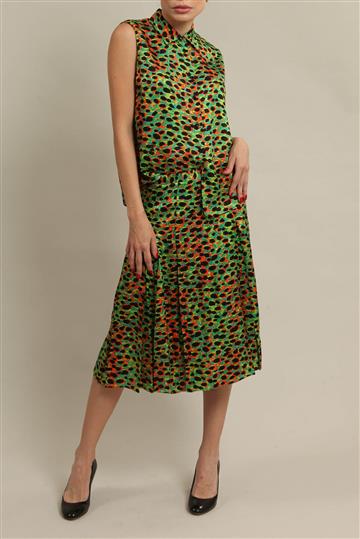 Conjunto Christian Dior Camisa e Saia Animal Print Colorido