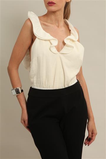 Body Cris Barros Babados Off-White