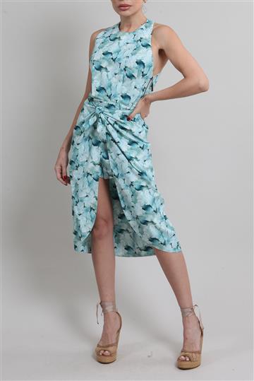 Vestido Paula Raia Frente Única com Sobresaia Azul