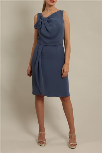 Vestido Oscar de la Renta Drapeado Azul