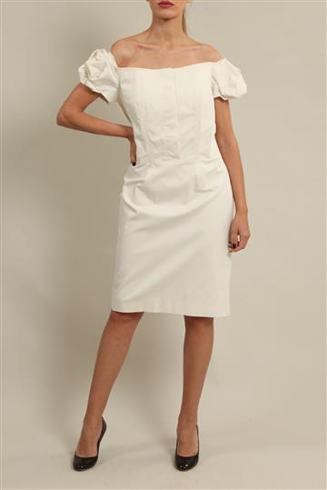 Vestido Christian Dior Ombro a Ombro Off-White