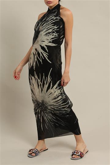 Lenço Hermès Pareô de Seda Estampado Preto