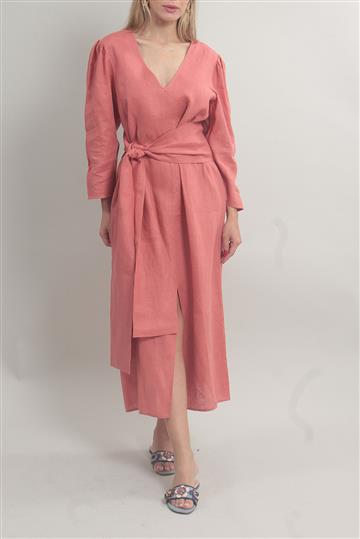 Vestido Paula Raia Linho Rosa