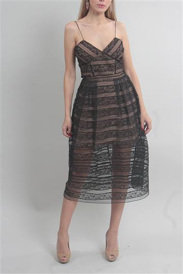 Vestido Self-Portrait Recortes e Transparência Preto