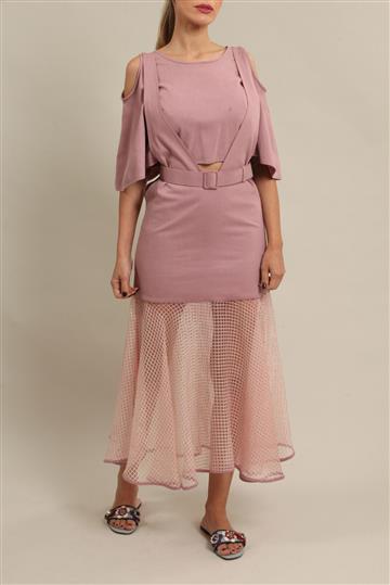 Vestido Paula Raia Recortes Rosa