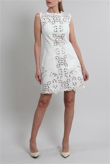 Vestido Dolce & Gabbana Couro Rendado Off-White