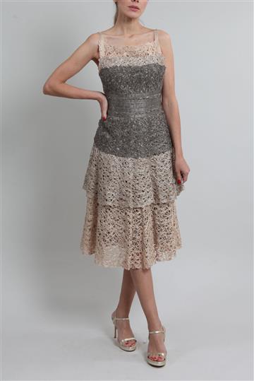 Vestido Achados da New Midi Tramado Bege Vakko Bicolor