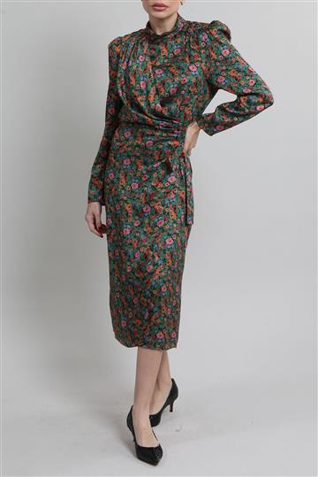 Vestido Sandro Midi Floral Verde