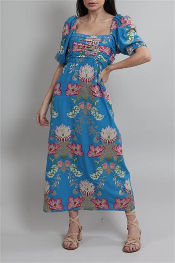 Vestido Cris Barros Luiza Floral Azul