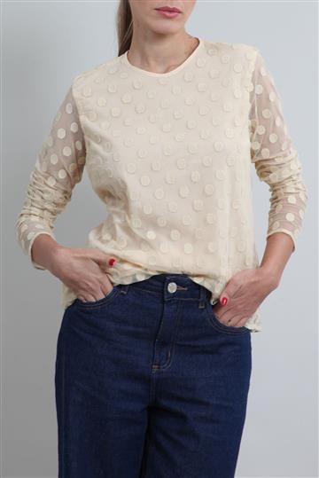 Blusa Mansur Gavriel Transparência e Poás Creme