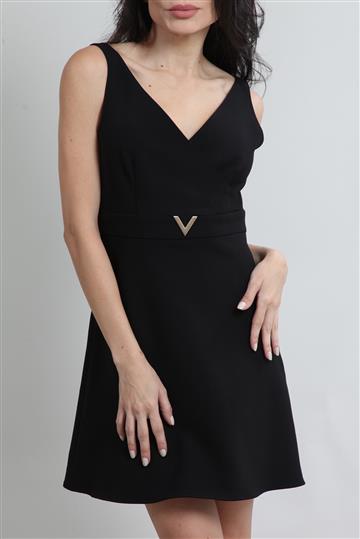 Vestido Valentino LBD Stretch Wool sem Mangas Preto
