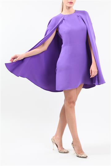 Vestido Valentino Tubinho de Seda com Capa Roxo