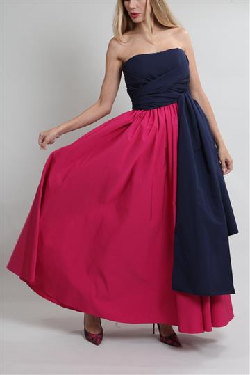 Vestido Carolina Herrera Longo Tomara que Caia Bicolor