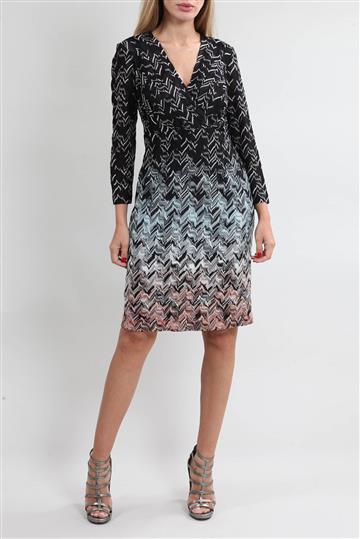 Vestido Missoni Crevron Manga Longa Preto