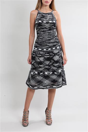 Vestido Missoni Crochê Trapézio Bicolor