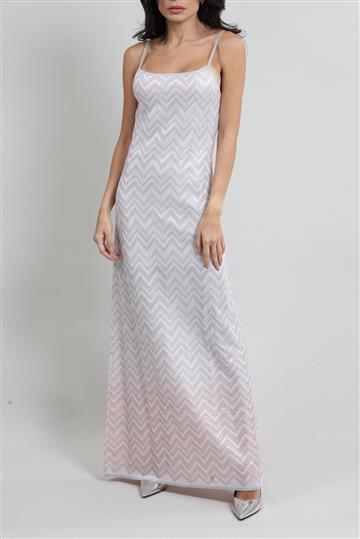 Vestido Missoni Longo Lurex Degradê Prateado