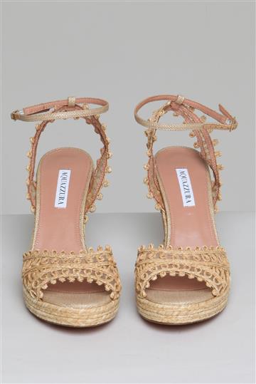 Spadrille Aquazzura Kahlo 105 Ráfia Bege