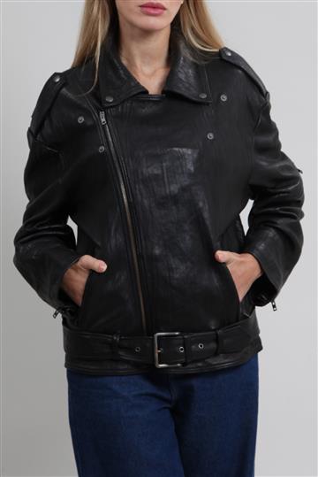 Jaqueta Achados da New Acne Studios Motorcycle Couro Preta