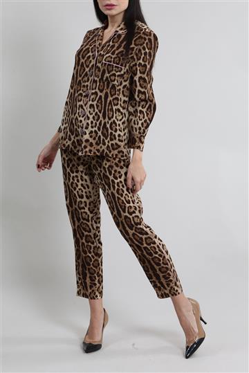 Conjunto Dolce & Gabbana Botão Pedrarias Animal Print