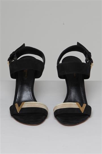 Sandália Louis Vuitton Anabela de Camurça Bicolor