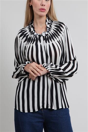 Blusa Cris Barros Arlequim Listras e Pérolas Bicolor