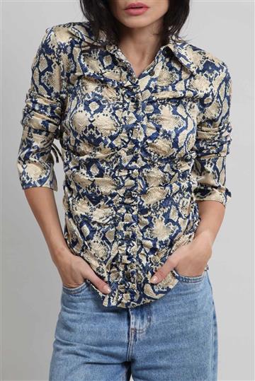 Camisa Achados da New Ganni Estampa Python Colorida