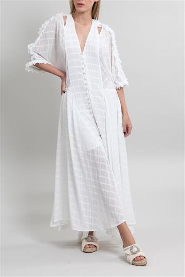 Vestido Sophia Hegg Longo Texturizado Branca