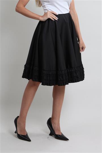 Saia Prada Godê Babados e Renda Preta