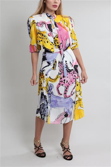 Vestido Stella McCartney Midi Horse Print Colorido