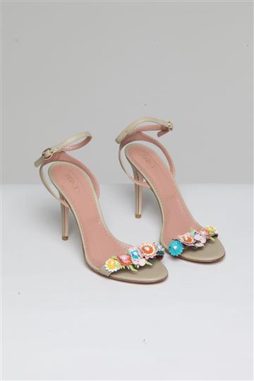 Sandália Red Valentino Floral Salto Alto Bege