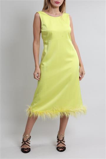 Vestido D-Gaia Midi Plumas Amarelo