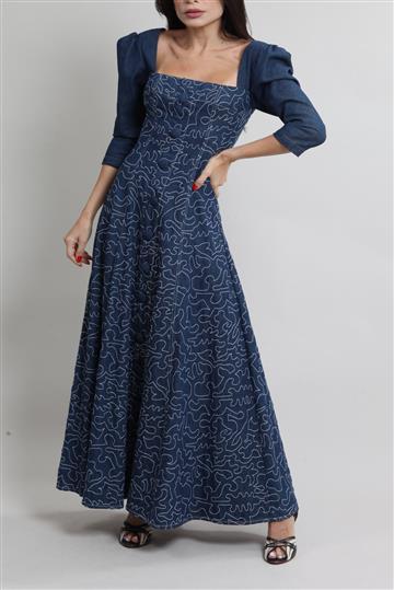 Vestido Achados da New Longo The Lilie Bordado Jeans