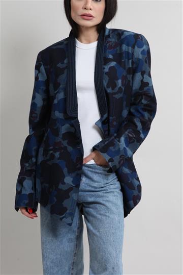 Blazer De Goeye Sarja Camuflada Azul
