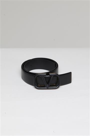Cinto Valentino Vlogo Couro Preto