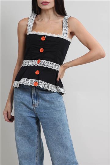 Blusa Dolce & Gabbana Corset detalhes Renda Preto