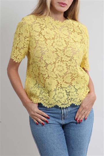 Blusa Valentino Renda Floral Amarela
