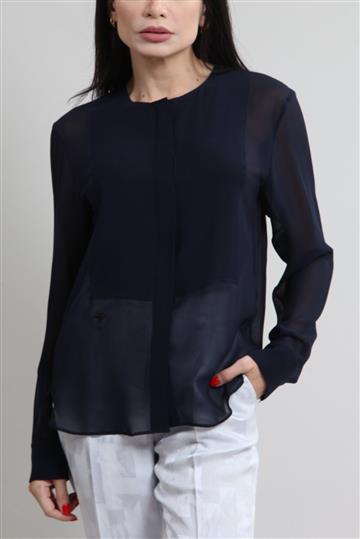 Camisa Christian Dior Seda Bordada Azul