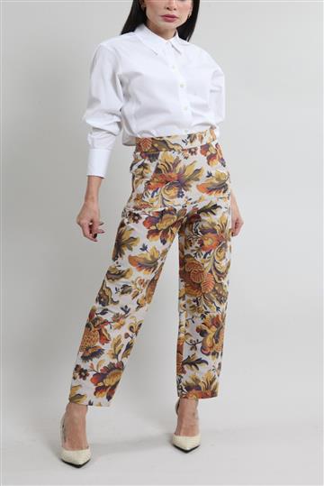 Calça Paula Raia Floral Jacquard Colorido