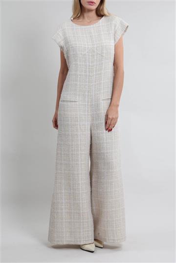 Macacão Chanel Bouclê e Lurex Creme