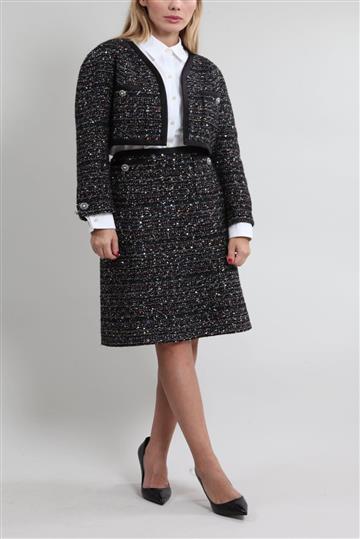 Conjunto Chanel Tailleurs Bordado Paetês Preto