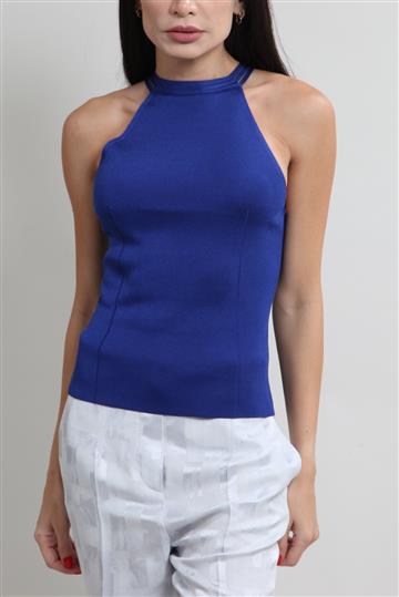 Blusa Giorgio Armani Frente Única Linha de Seda Azul