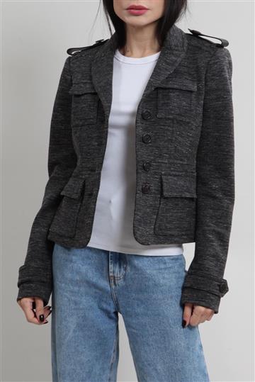 Blazer Burberry Bouclê e Couro Preto